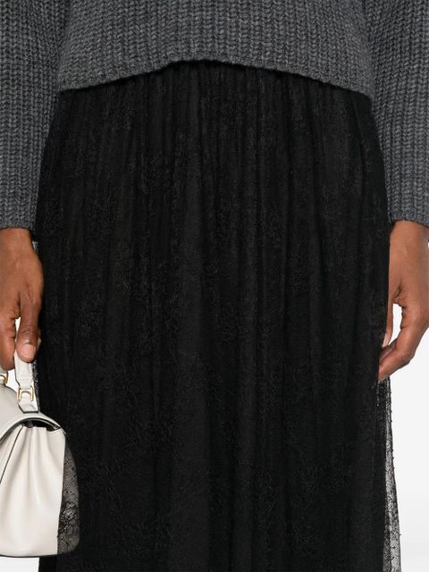 ROTATE BIRGER CHRISTENSEN floral-lace midi skirt - Black