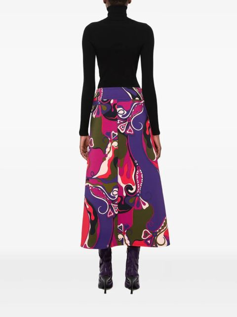 PUCCI Orchidee print buckle midi skirt - Purple