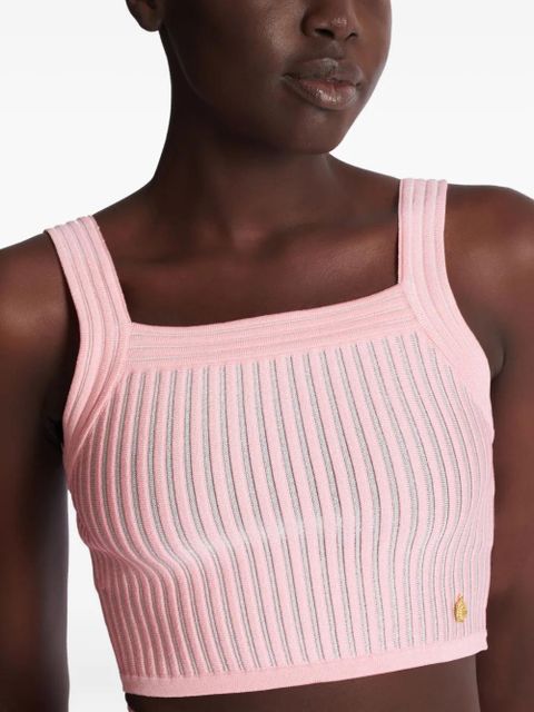 Balmain ribbed square-neck top - Pink