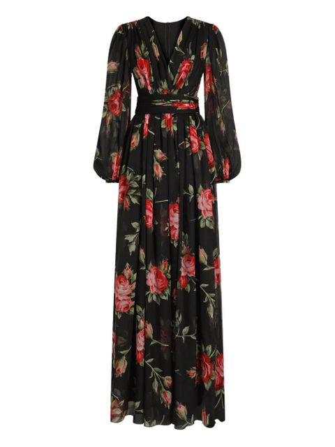 Dolce & Gabbana floral long-sleeve maxi dress - Black - zdjęcie produktu nr 1