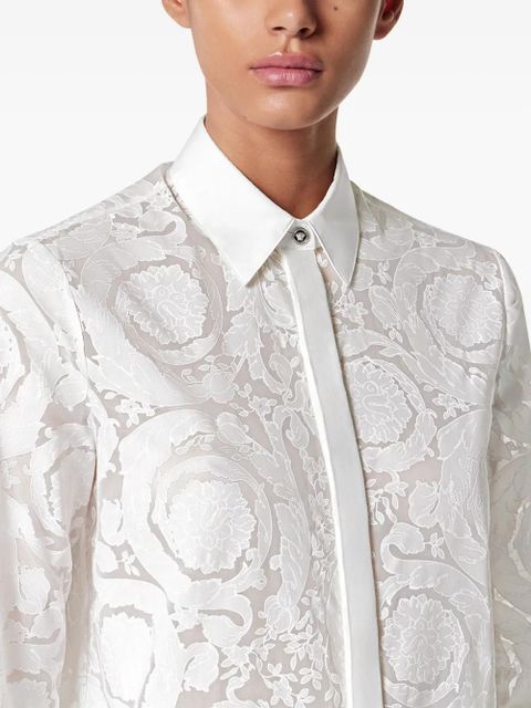 Versace Barocco-jacquard button-up shirt - White
