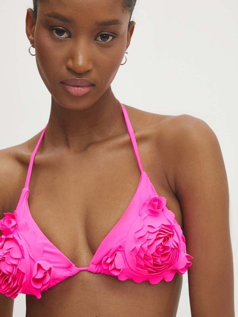 Answear Lab biustonosz kąpielowy kolor różowy lekko usztywniona miseczka