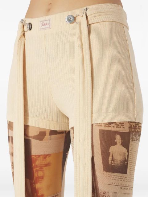 Jean Paul Gaultier ribbed patch-detail shorts - Neutrals