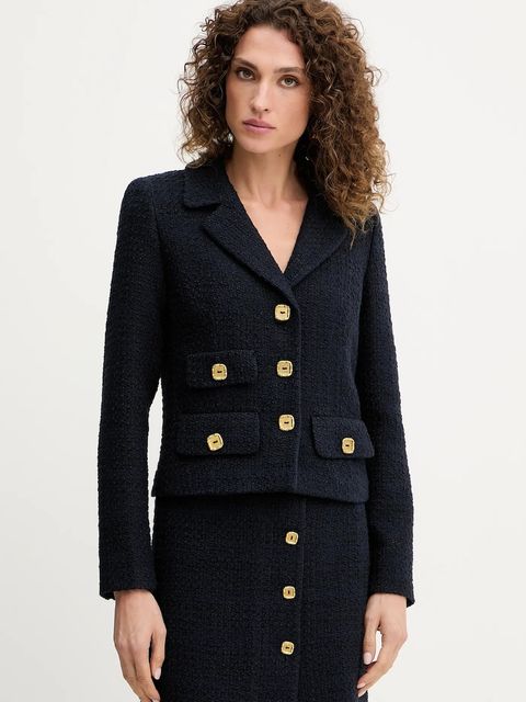 Luisa Spagnoli marynarka z domieszką wełny kolor granatowy jednorzędowa gładka 542245 - zdjęcie produktu nr 1