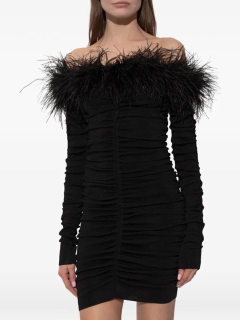 Self-Portrait feather ruched mini dress - Black - zdjęcie produktu nr 2
