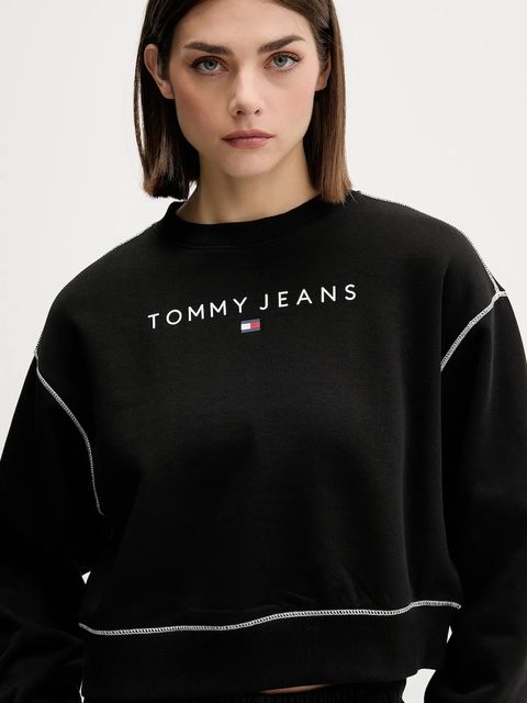 Tommy Jeans bluza damska kolor czarny z aplikacją DW0DW21587