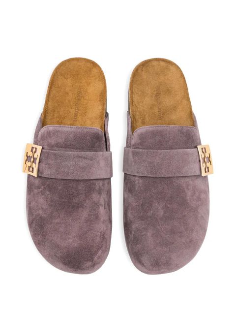 Tory Burch Mellow metal-logo suede mules - Purple