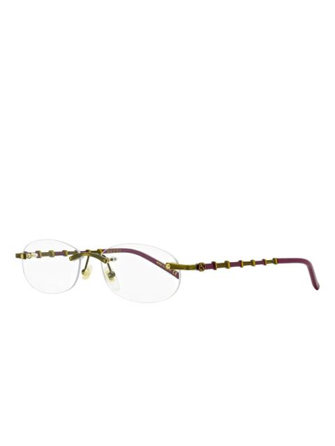 Gucci Eyewear bamboo-detail rimless glasses - Gold
