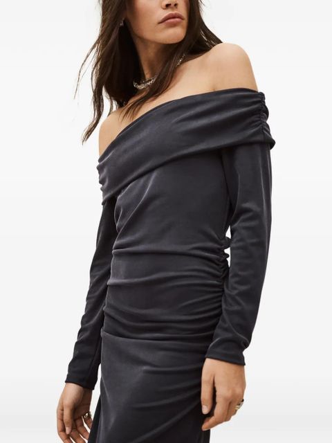 Ba&Sh Bettina off-shoulder ruched dress - Blue