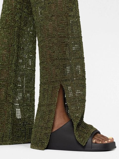 GCDS logo-print high waist trousers - Green
