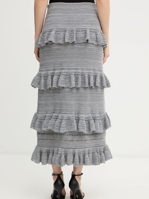 Luisa Spagnoli spódnica wełniana kolor szary midi prosta 100223