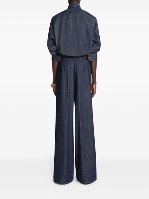 DRIES VAN NOTEN contrast-stitching denim shirt - Blue