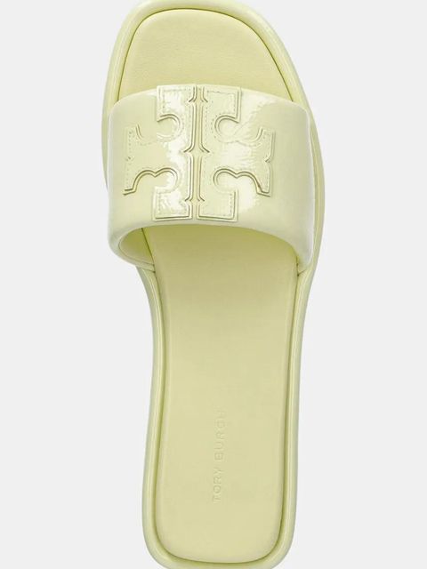 Tory Burch klapki skórzane Double T Sport Slide damskie kolor żółty 141380-701