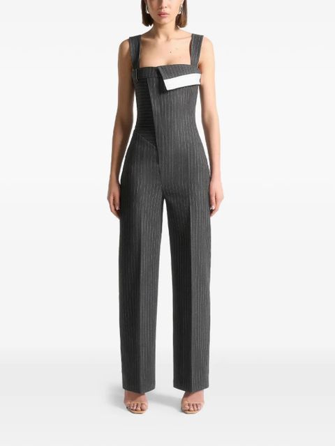 Manière De Voir Camille detachable-straps pinstripe jumpsuit - Grey - zdjęcie produktu nr 1
