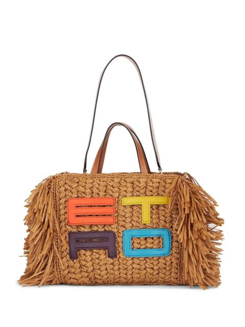 ETRO embroidered-logo woven tote bag - Brown - zdjęcie produktu nr 1