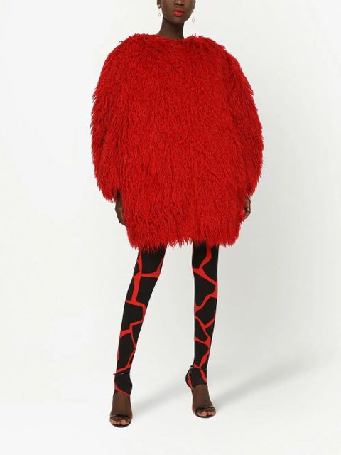 Dolce & Gabbana single-breasted faux-fur coat - Red - zdjęcie produktu nr 2