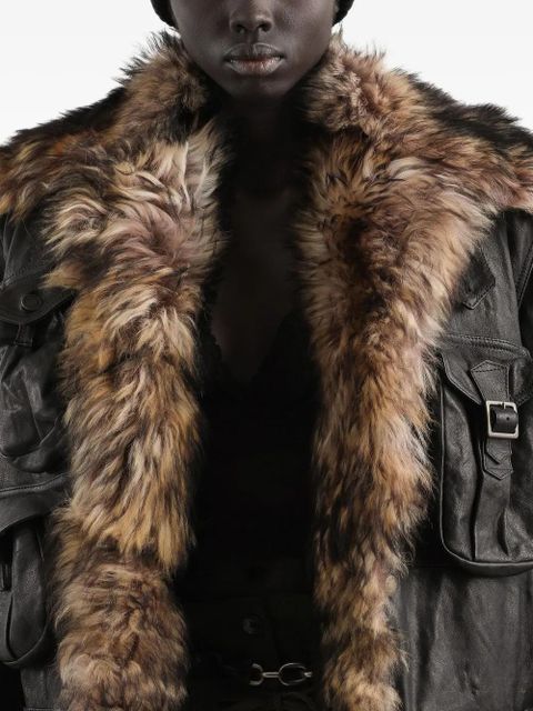 Dolce & Gabbana fur-trimmed pocket coat - Black