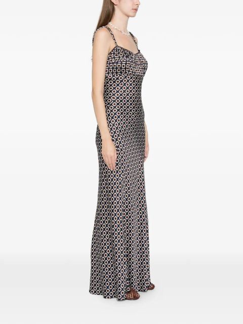 SANDRO printed lace-up maxi dress - Blue