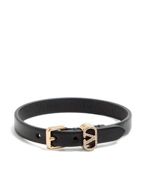 Valentino Garavani buckle-embellished leather bracelet - Black