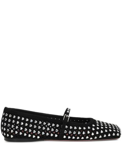 Amina Muaddi Anne embellished ballerina shoes - Black - zdjęcie produktu nr 1