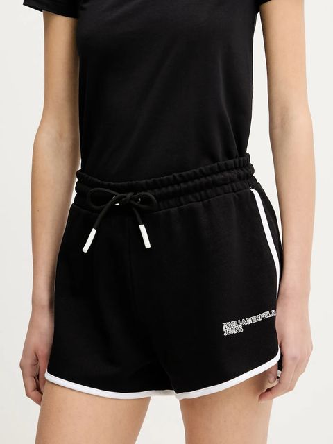Karl Lagerfeld Jeans szorty bawełniane damskie kolor czarny gładkie high waist A2W10095 - zdjęcie produktu nr 1