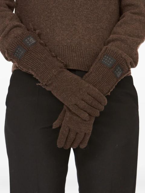 MM6 Maison Margiela ribbed-knit gloves - Brown