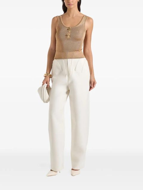 Manière De Voir Pippa pointelle knot button tank top - Gold - zdjęcie produktu nr 2