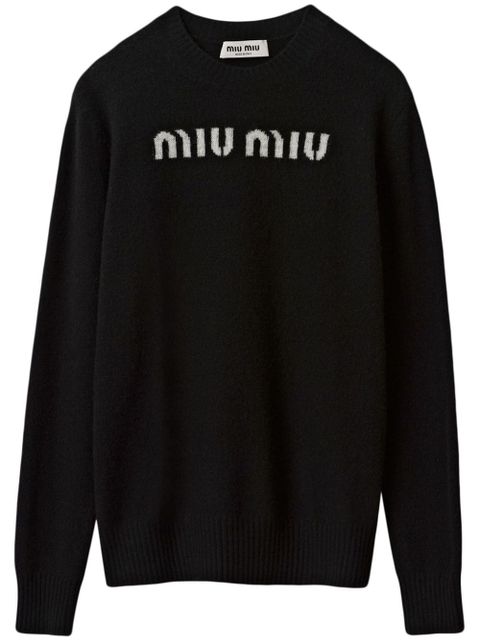 Miu Miu logo-jacquard cashmere jumper - Black - zdjęcie produktu nr 1