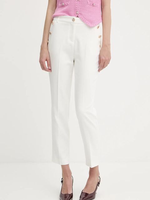 Morgan spodnie damskie kolor biały fason cygaretki medium waist PKY.F