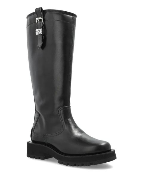 GANNI buckle-detail zipped knee-high boots - Black - zdjęcie produktu nr 2