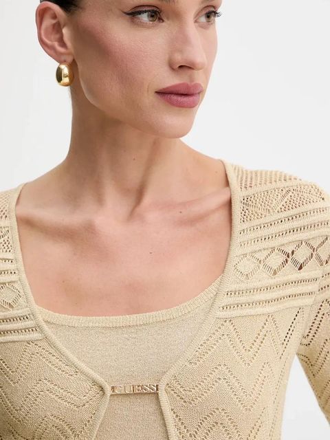 Guess kardigan NELLIE damski kolor beżowy lekki W5GR15 Z3E22