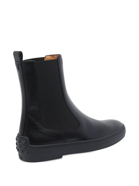 Tod's round-toe leather booties - Black