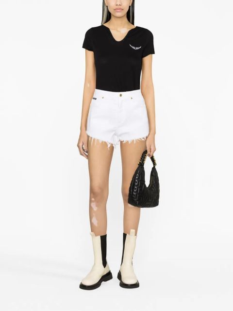 Dolce & Gabbana high-waisted frayed denim shorts - White