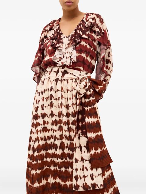 Marie Oliver Estine tie-dye wrap midi skirt - Red