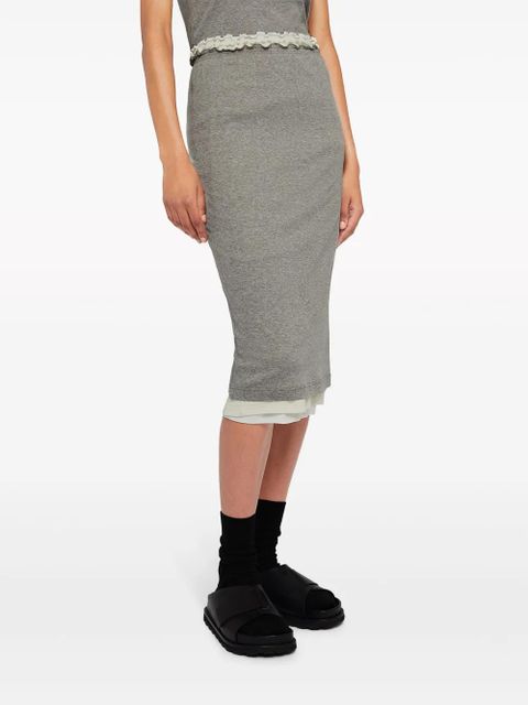 Jil Sander layered jersey midi skirt - Grey