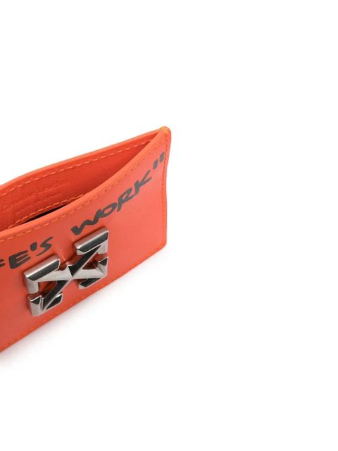 Off-White logo-plaque leather cardholder - Orange - zdjęcie produktu nr 2