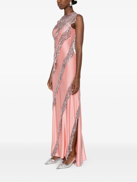 Rabanne sequin-fringe maxi dress - Pink