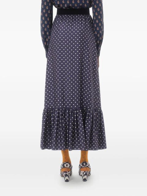 Valentino Garavani Plus de Pois twill midi skirt - Blue