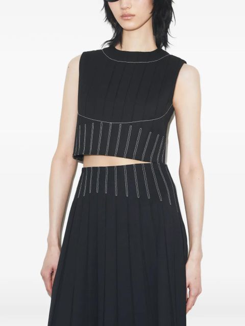 Tory Burch wool twill pleated top - Black