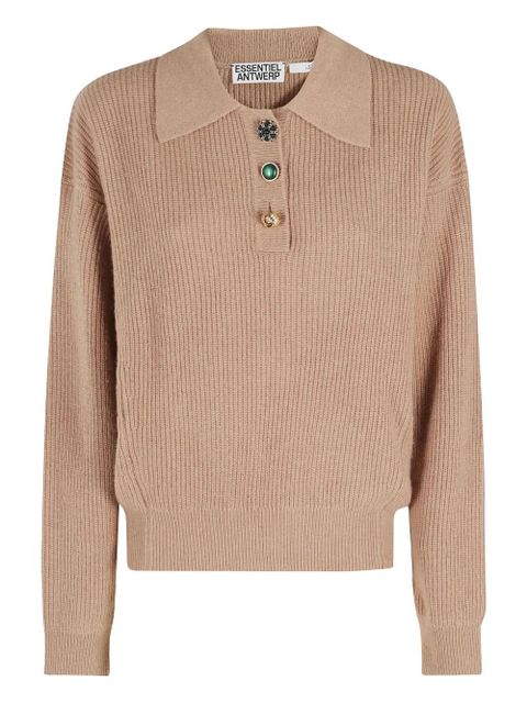 Essentiel Antwerp button-fastening collared polo sweater - Neutrals - zdjęcie produktu nr 1