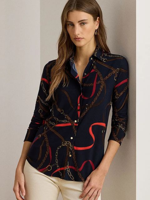 Lauren Ralph Lauren koszula damska kolor granatowy regular z kołnierzykiem klasycznym 200P03716 - zdjęcie produktu nr 1