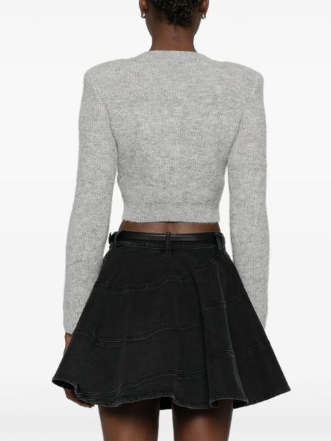 Self-Portrait crystal-embellished cardigan - Grey