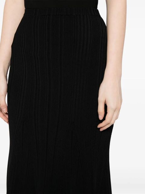 Self-Portrait ribbed-knit mermaid skirt - Black