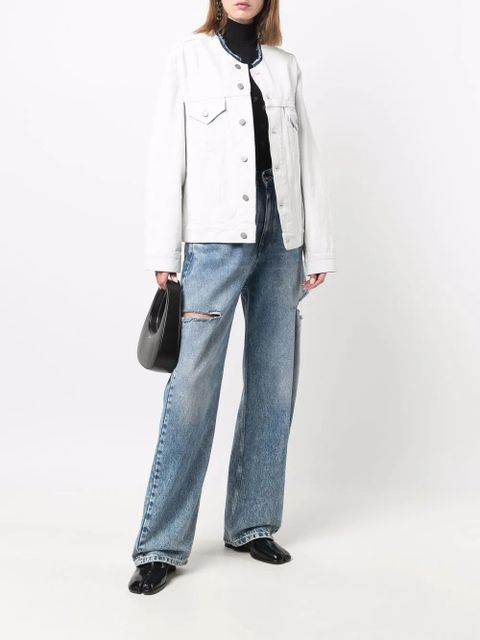 Maison Margiela collarless denim jacket - White