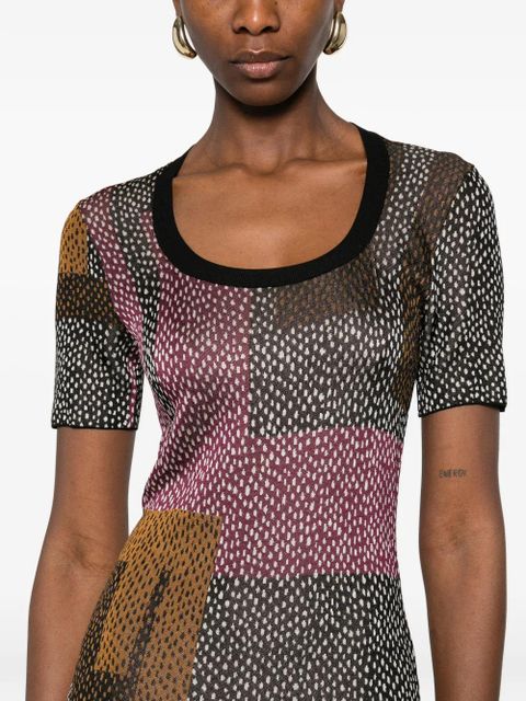 FENDI geometric-print midi dress - Brown