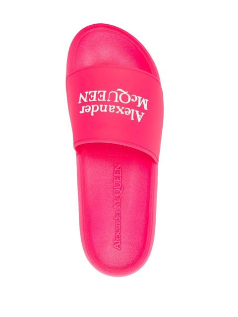 Alexander McQueen logo-appliqué slides - Pink