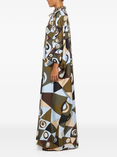PUCCI Occhi-print silk kaftan with embroidery - Green