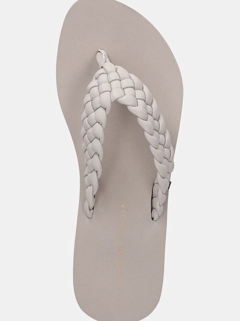 Tommy Hilfiger japonki TH WEDGE CORNROW BEACH SANDAL damskie kolor beżowy na koturnie FW0FW09037