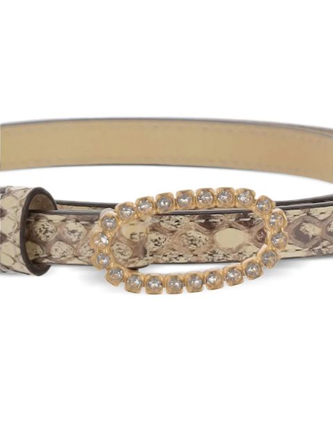 Valentino Garavani snakeskin-effect crystal-embellished belt - Neutrals