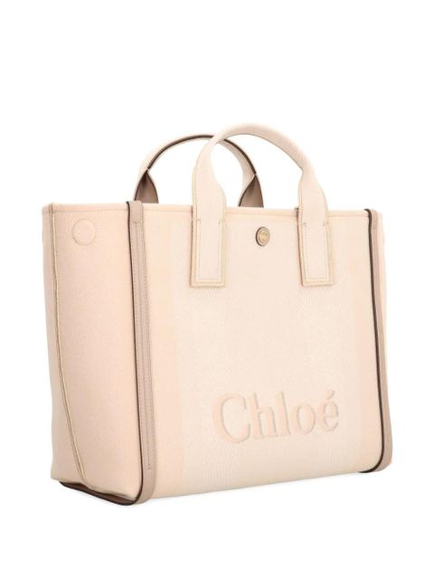 Chloé small Carry logo-detail canvas tote bag - Pink
